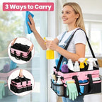 Wearable Large Cleaning Caddy Bag with Dividers, Household Cleaning Caddy for Cleaning Supplies Organizer Car Wash, Cleaner Tote Detailing Bag with Shoulder Strap and Handles for Housekeeper Storage - Image 5