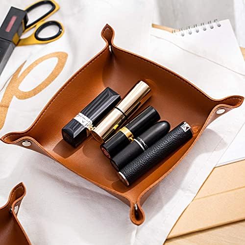 Leather Jewelry Valet Tray for Women and Man (4PCs Brown-B) - Image 6