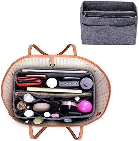 ZTUJO Purse Organizer Insert, Felt Bag Organizer with Metal Zipper, Handbag & Tote Shaper, For Speedy Neverfull Tote, 7 Sizes - Image 6
