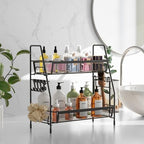 2 Tier Bathroom Countertop Organizer, Vanity Storage Shelf, Small, Black - Image 2