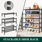 Smiry Bamboo Shoe Rack, 12 Vertical Slats, 6 Tier - 26.8" Wide, Black - Image 4