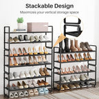 Expandable Metal Shoe Rack for Closet, Entryway & Garage, 4-Tier, Black | Adjustable Height for Boots, Stackable Design, Dense Mesh Shelves for Heels, Fits Small Spaces, Apartments and Rentals - Image 6