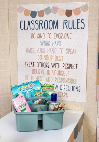 Teacher Created Resources Calming Blue Portable Plastic Storage Caddy 6-Pack for Classrooms, Kids Room, and Office Organization, 3 Compartments - Image 3
