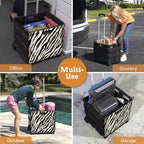 Inspired Living Ultra-Slim Rolling Collapsible Storage Pack-N-Roll Utility-carts, with Telescopic Handle, for Home, Garden, Shopping, Office, School use, Large, Zebra - Image 5