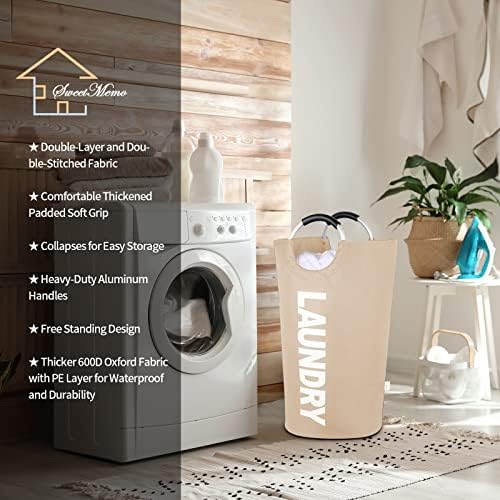 Large Laundry Basket, Laundry Hamper Bag with Handles, 115L Brown - Image 7