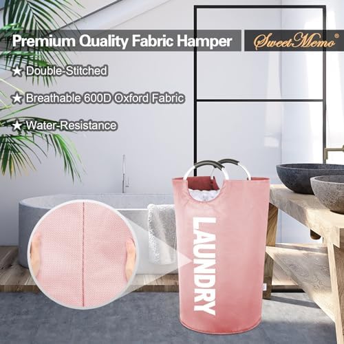 2-Pack Large Laundry Basket, Laundry Hamper Bag with Handles, 95L Pink - Image 6