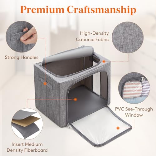 Lifewit 3 Pack Clothes Storage Bins with Metal Frame, Stackable Storage Box - Image 3