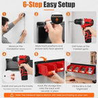 16pc Wall-Mounted Storage Organizer Set with Metal Rails Red - Image 4