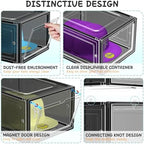 SCAVATA 6 Pack Hat Organizer Box, Stackable Clear Baseball Caps Holder Box Containers with Magnetic Door for Hats Snapback Cap Storag, Hat Rack Display Case, Holds 8 Hats Each (Black) - Image 4