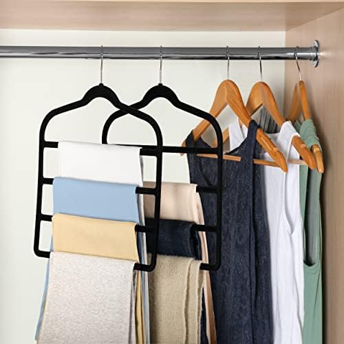 Velvet Pant Clothes Hanger Space Saving Non Slip Hanger Jean Slack Hangers | Multiple Velvet Hanger Closet Organizer Storage and Organization for Jeans,Scarf,Tie(Black,3) - Image 6