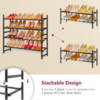 Tajsoon Expandable Shoe Rack for Closet 4 Tier, 28“-41“Stackable, Black - Image 6