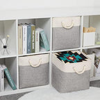 Bidtakay Fabric Basket Set - Large Square Organizer Bins, 13x13, Set of 3, White & Grey - Image 2