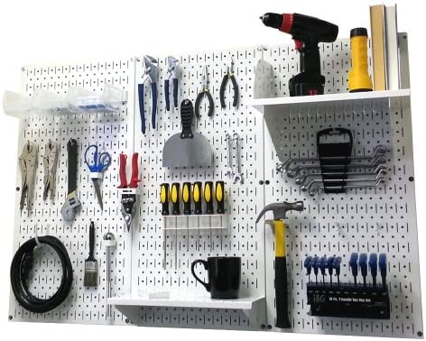 Wall Control 4 ft. Metal Pegboard Organizer - Standard Tool Storage Kit & Deluxe Hook Assortment for Slotted Tool Board - White - Image 2