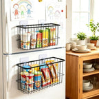 2 Pack Cabinet Door Organizer, Adhesive Wall Mounted Storage Basket for Food Container & Tumbler Lids, Kitchen Storage Organizer for Inside Cabinet Doors, Pantry, Bathroom, Refrigerator & RV - Image 7