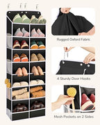 ULG Over The Door Shoe Organizer with 16 Large Pockets, Hanging Shoe Rack for Closet Door, Space Saving Shoe Storage Black - Image 4