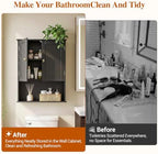 Bathroom Wall Cabinet, Black 30" x 24" Wall Mounted Medicine Cabinet, Over Toilet Storage Hanging Cabinet Adjustable Shelves Cupboard with Large Space for Laundry Room, Bedroom, Kitchen, Entryway - Image 4
