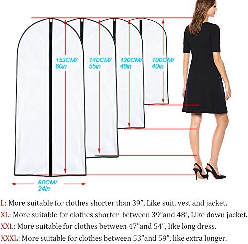 Garment Bags for Hanging Clothes 24'' x 60'' (Set of 6) Coat Covers for Closet Foldable Washable Dress Bags for Hanging Clothes for Long Dress Dance Costumes Suits Gowns Coats - Image 2