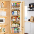 Delamu Large Over the Door Pantry Organizer, 6-Tier Metal Pantry Door Organization and Storage for Easy Install, Hanging Spice Rack Seasoning Shelves for Cabinet & Kitchen, D6.7xW17.5xH53.7 in, White by DELAMU