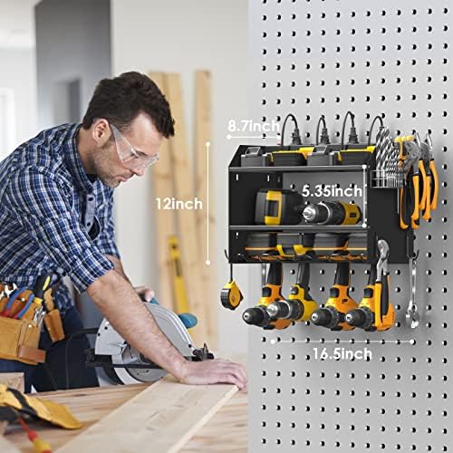 CCCEI Wall Mount Modular Tool Charging Organizer, Black, 2 Pack, 3 Tier. - Image 7