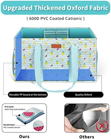 WONDAY Blue Fruit Foldable Utility Tote Bag, Reusable Grocery Bag - Image 3