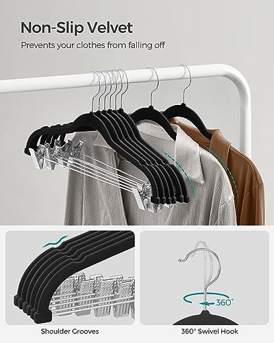SONGMICS 20-Pack Pants Hangers, Velvet Hangers with Adjustable Clips, - Image 5