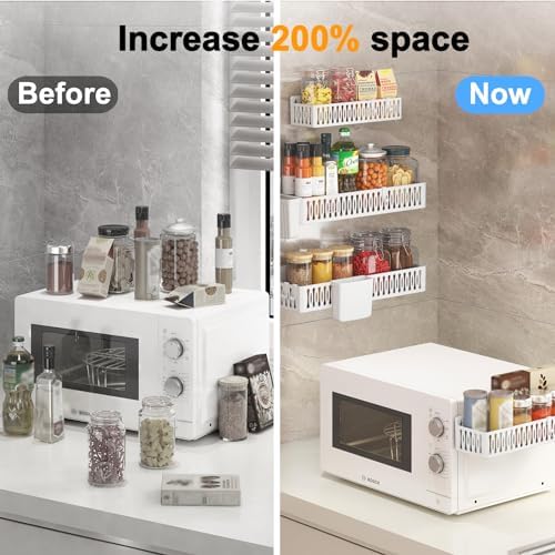Sevenblue 4-Pack Magnetic Spice Rack for Refrigerator with Hooks, White - Image 2