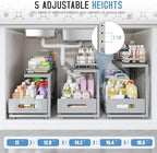 Under Sink Organizer Upgrade To Professional Rails,2-Tier Dual Pull Out Cabinet Storage,Height Adjustable Slide Out Drawers For Bathroom Kitchen,2 Pack-21"Dx12.8"-16.9"H,Gun Gray - Image 6