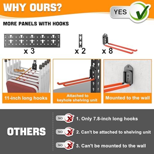 TORACK Garden Tool Organizer Wall Mounted, Folding Chair Storage Rack - Image 4