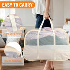 Collapsible Laundry Baskets with Easy Carry Handles, 95L Clothes Hamper for Storage, Foldable Laundry Basket Tear-proof, Large Pop Up Hampers for Laundry, Bedroom, Bathroom, Dorm Beige - Image 3