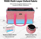 BALEINE Extra Large Utility Tote Bag with Wire Frame for Storage (Pink, 22''x12''x10'') - Image 2