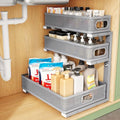 Kitstorack Under Sink Organizer, 1-Pack 3-Tier Height Adjustable Thickened Metal Pull out Cabinet Organizer Shelf, Slide out Storage Drawer Rack for Bathroom Kitchen Pantry Home Organization, Grey by Kitstorack