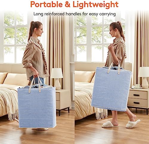 Lifewit 2 Pack Laundry Basket 100L Each, Collapsible Clothes Hamper with Reinforced Handles, Freestanding Waterproof Design for Bedroom and Laundry Room, Blue 200L Total - Image 5