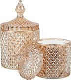 2 Pack Qtip Holder Apothecary Jars with Lid, Small and Large Amber by rejomiik