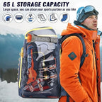 Ski Boot Bag, 65L Durable Travel Backpack, 1680D Nylon Waterproof Snowboard Boot Bag, Skiing and Snowboarding Travel Luggage for Helmet, Goggles, Gloves, Outerwear & Accessories - Image 2
