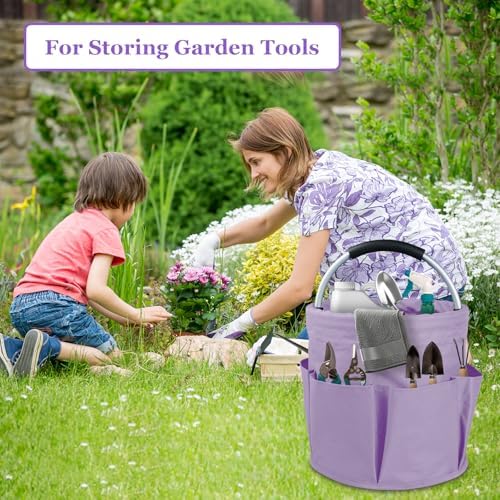 2Pcs 17L Collapsible Cleaning Supplies Caddy with Handle for Travel, Purple - Image 6