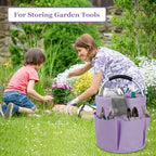 2Pcs 17L Collapsible Cleaning Supplies Caddy with Handle for Travel, Purple - Image 6