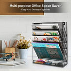EasyPAG 5 Tier Wall File Holder, Mesh Hanging Folder Organizer with Classify Label, Versatile Desk File Holder, Vertical Wall Mounted Mail Organizer for Office Home Cubicle, Black - Image 6