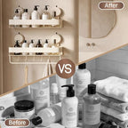 Wide Aluminum Suction Cup Shower Caddy(2-Pack Cream White),Shower Shelves for Bathroom Wall,Wall Mounted Bathroom Shelves with Towel Bar & Hooks - Image 7