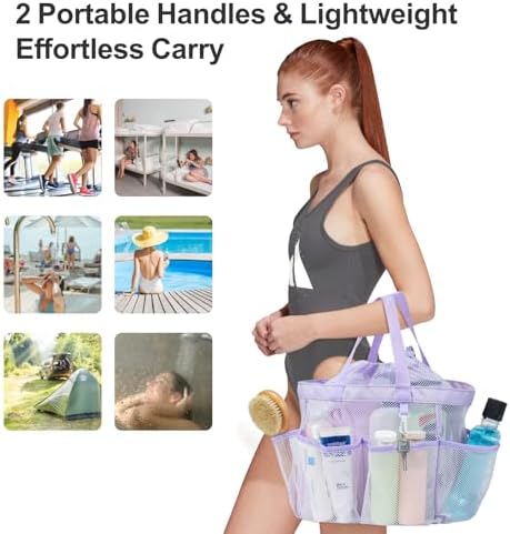 Mesh Shower Caddy Portable with Drawstring - 2-Handle Shower Bag for Dorm - Image 6