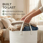 JMvicyroam 65L Extra Large Machine Washable Cotton Rope Blanket Basket - Image 6