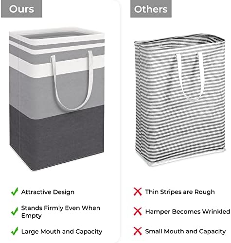 HomeHacks 2-Pack Large Laundry Basket, Waterproof, Freestanding Laundry Hamper, Collapsible Tall Clothes Hamper with Extended Handles for Clothes Toys in the Dorm and Family Gradient Grey, 88L | Waterproof, Freestanding, Collapsible Clothes Hamper with... - Image 3