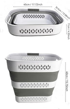 SAMMART 40L (10.5 Gallon) Collapsible Plastic Laundry Basket with Handles - Foldable Pop Up Storage Container/Organizer - Portable Laundry Hamper - Space Saving (2, White/Grey) - Image 2