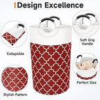 Fabspace Large Laundry Basket Laundry Hamper Bag Washing Bin Clothes Bag Collapsible Tall with Handles Waterproof Travel Bathroom College Essentials Storage for College Dorm, Family, 82L (Red) - Image 3