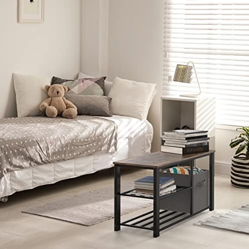Simple Houseware Wooden Top Shoe Rack Bench with Bins, Rustic Brown - Image 7