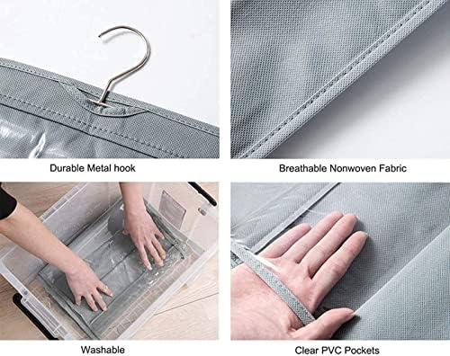 HAN SHENG 8-Pocket Clear Hanging Organizer, Handbag Storage, Grey, 2 Pack - Image 3