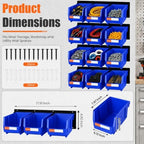 12pc Wall-Mounted Storage Organizer Set with Metal Rails Blue - Image 2