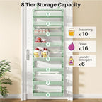 SNTD 8 Tiers Over the Door Organizer, 17" W x 6" D x 69" H, Green - Image 7