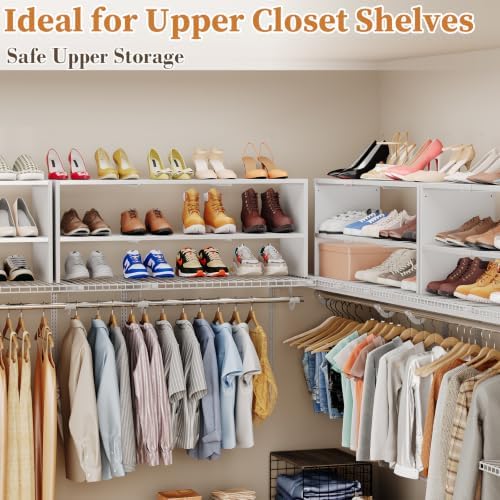 X-cosrack White Stackable Shoe Rack for Closet, Expandable 31.6-39.4 Inches 2-Tier Wooden & Metal Shoe Storage Shelf, Free Standing Shoe Rack for Entryway Bedroom Small Space - Image 6