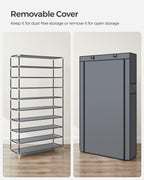 SONGMICS 10-Tier Shoe Rack with Cover, Shoe Storage Cabinet for 40-50 Pairs - Image 8