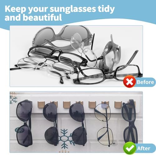 Sunglasses Organizer Wall Mounted Wood Sunglass Holder for Home Glasses Holder/Sunglasses Rack,Home Decor (White-1pcs-long) - Image 3